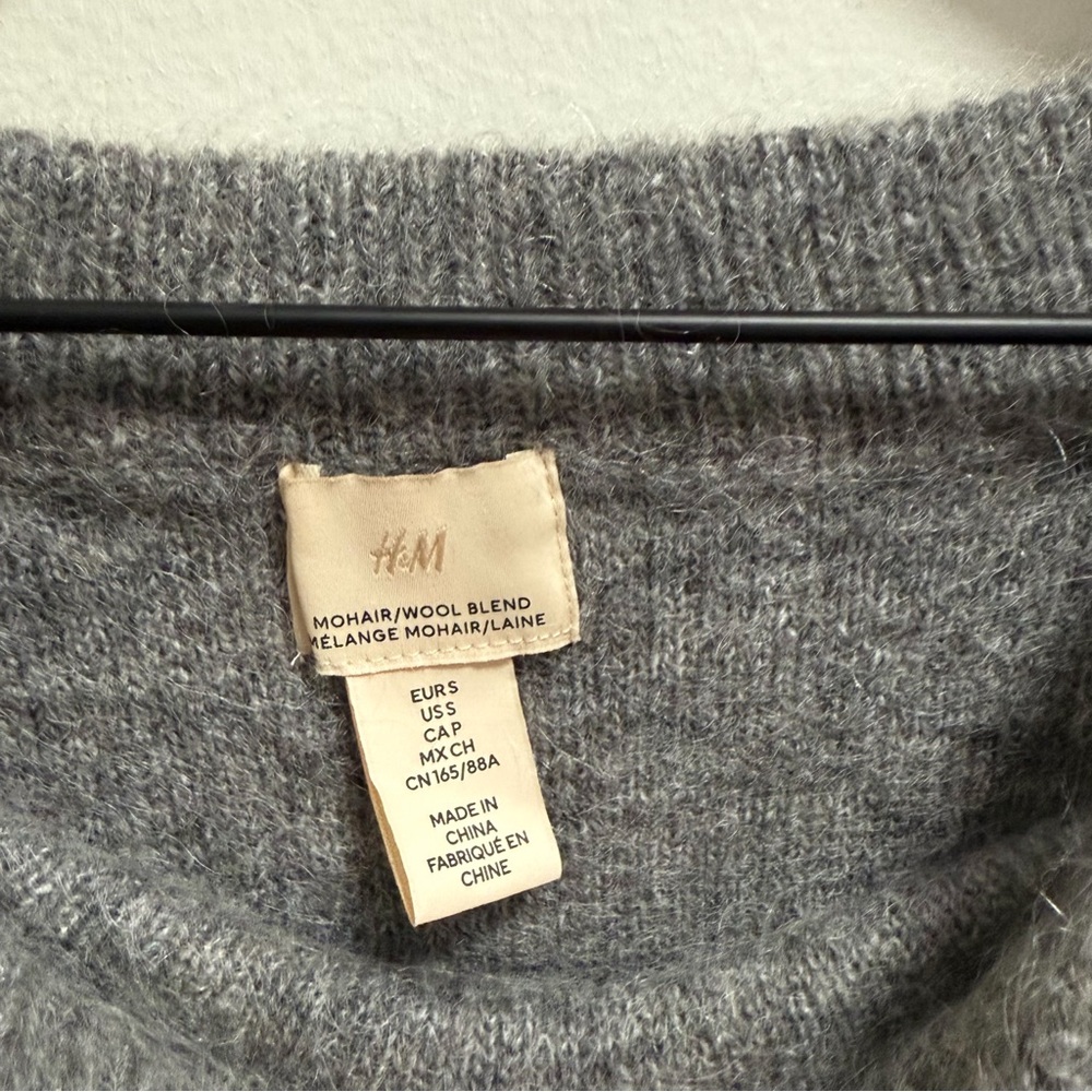 H&M mohair blend charcoal grey oversized fuzzy loose fit minimal scandi girl - Picture 7 of 12